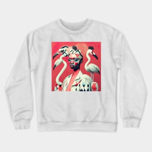 [AI Art] Surrounded by Flamingos Bauhaus Art Style Crewneck Sweatshirt